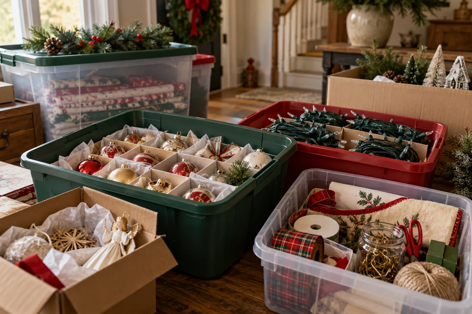 Christmas Decor Storage Ideas That Make Next Year Easier — editorial illustration