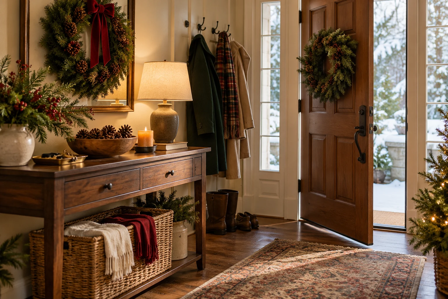 Christmas Entryway Decor for a Warm First Impression — editorial illustration