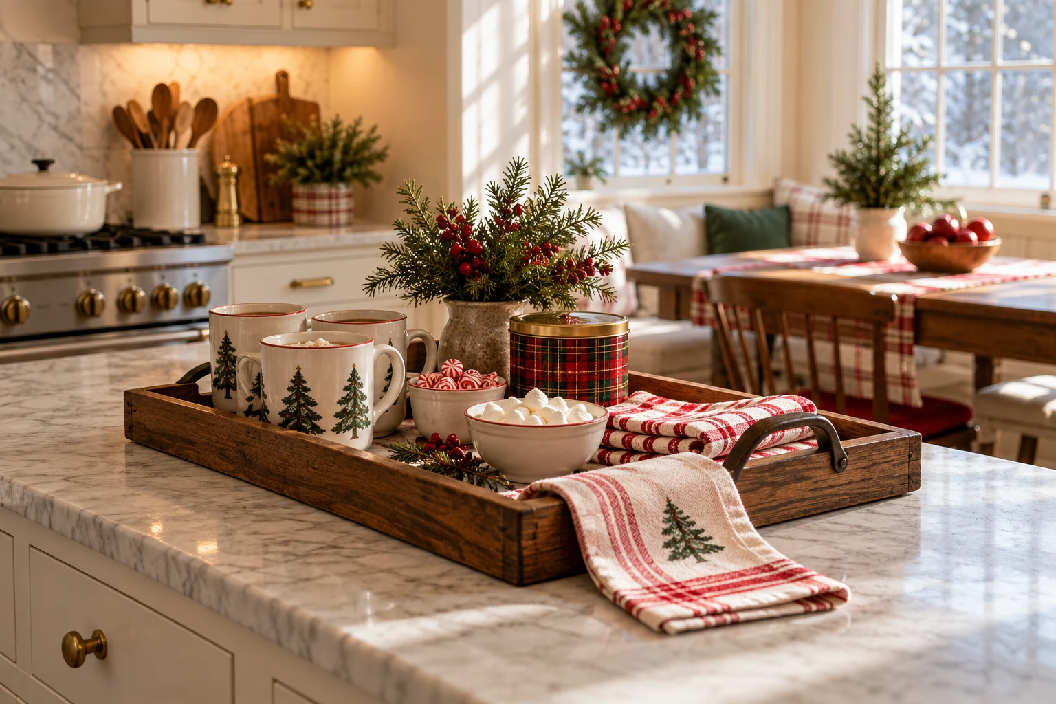 Christmas Kitchen Decor That Leaves Room to Cook — editorial illustration