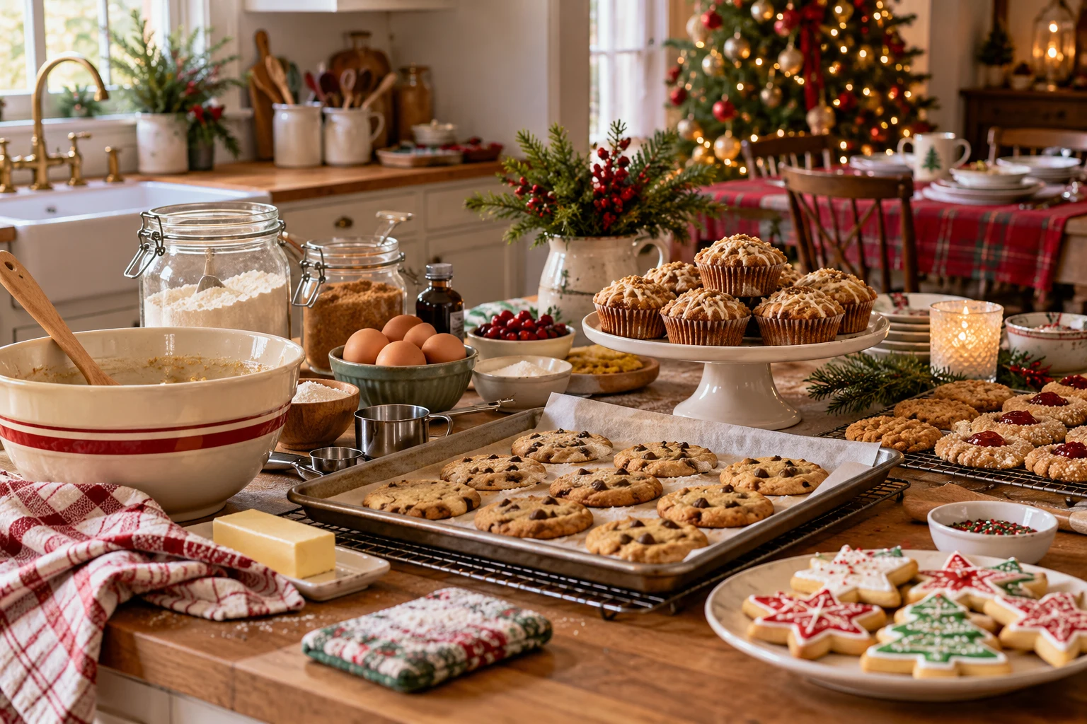 Cozy Christmas Baking and Hosting — editorial illustration