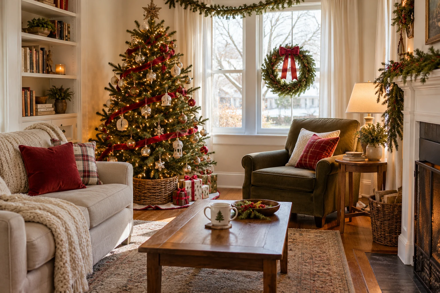 Small Living Room Christmas Decor Without the Clutter — editorial illustration
